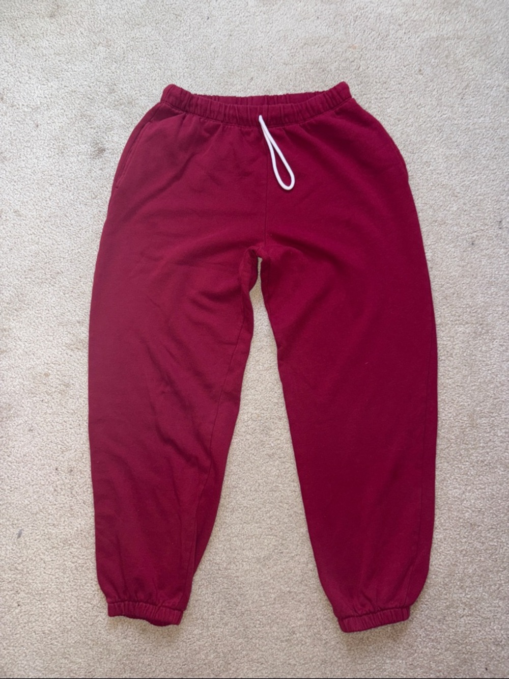 Women’s Burgundy Fleece Jogger Sweatpants - Elastic Waist